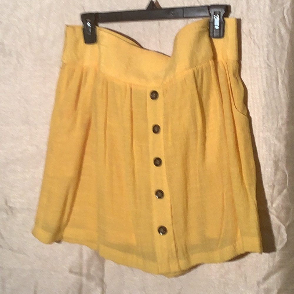 Charlotte Russe Gold Skater Mini Skirt Smocked Waist